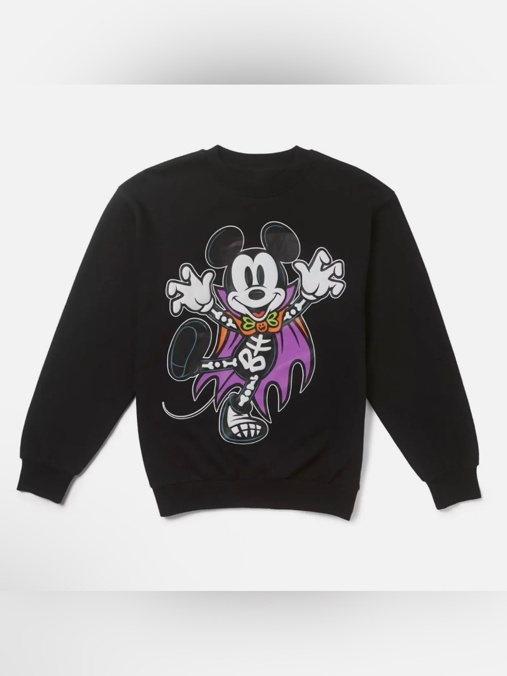 Disney Mickey Mouse Skeleton Vampire Sweatshirt Graphics on Both Sides -Size L - Picture 1 of 4